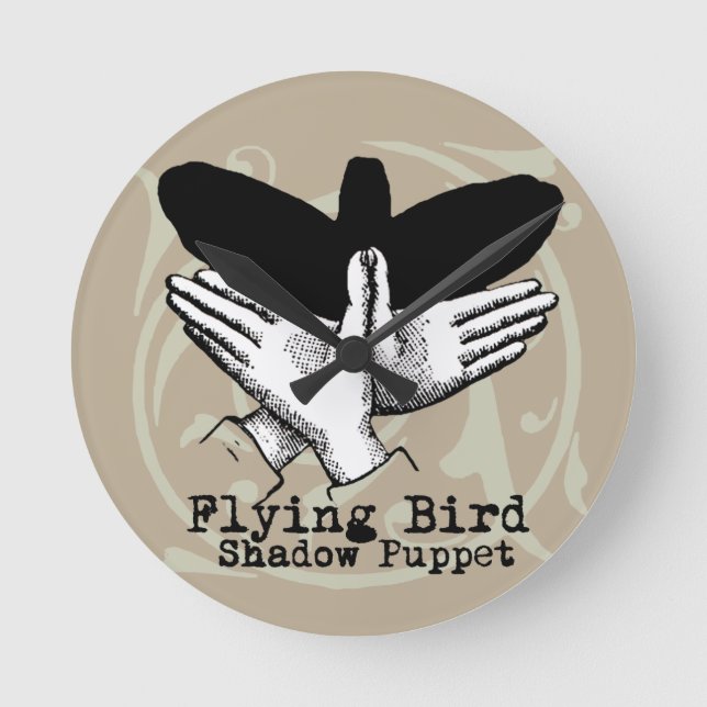Vintage av fågelskugga Puppet Hand Rund Klocka (Framsida)