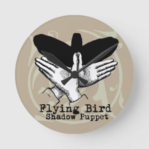 Vintage av fågelskugga Puppet Hand Rund Klocka