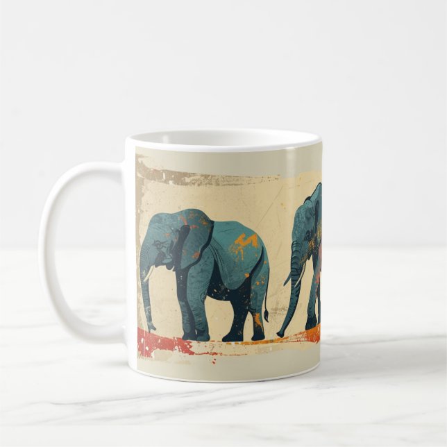 Vintage av färgade elefanter kaffemugg (Vänster)