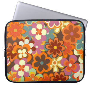 Vintage av färglös Blommigt Sömlös Mönster. Retro Laptop Fodral