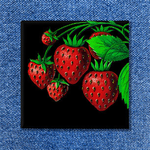 Vintage av färska jordgubbar Illustration Knapp