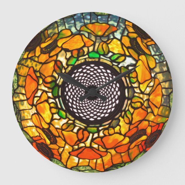 Vintage av fastsatt glasblommigt stor klocka (Framsida)