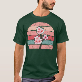 Vintage av för färgen Cherry träd Sakura blommar T Shirt