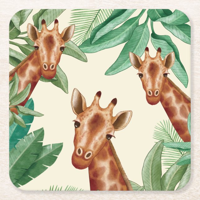 Vintage av Giraffe Underlägg Papper Kvadrat (Framsidan)