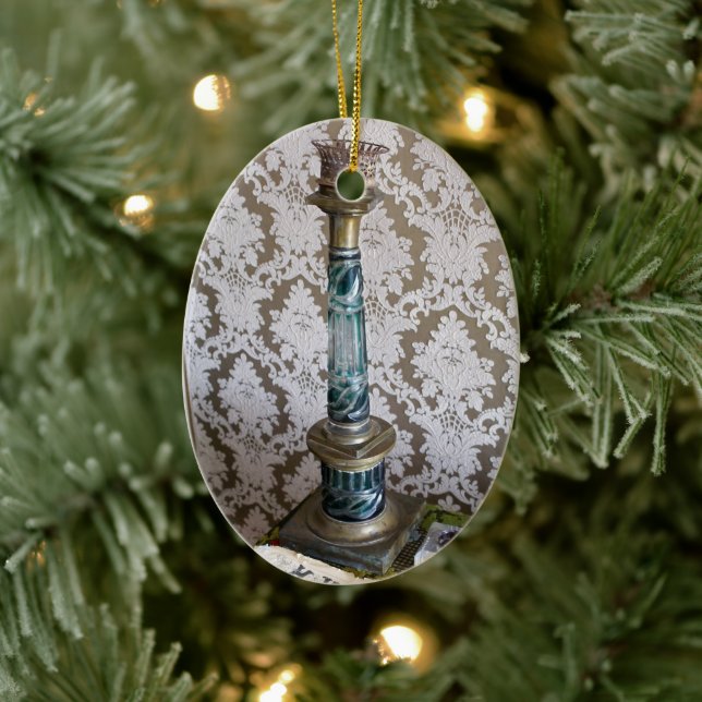 Vintage av glasstearin julgransprydnad keramik (Träd)