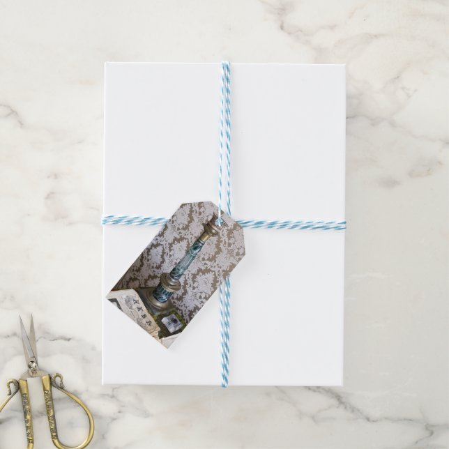 Vintage av glasstearin presentetikett (Med Snöre)