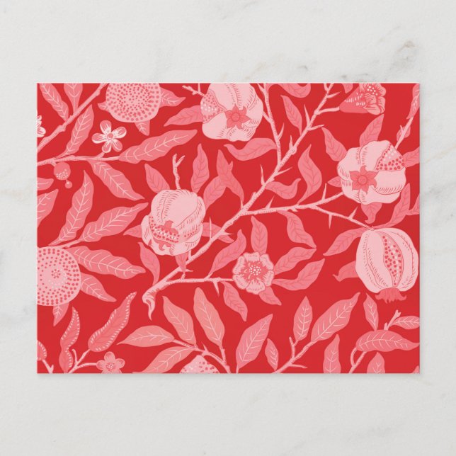 Vintage av granatäpple i julrött vykort (Framsida)