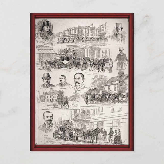 Vintage av hästar på arbetsplatsen vykort (Framsida)