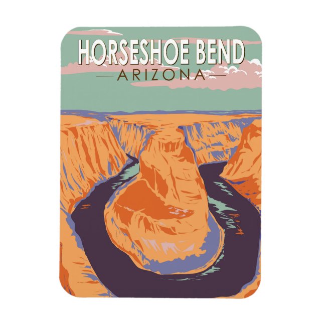 Vintage av hästseshoe Bend Travel Art Magnet (Vertikal)