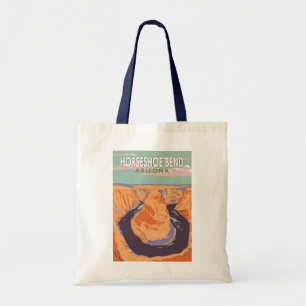Vintage av hästseshoe Bend Travel Art Tygkasse
