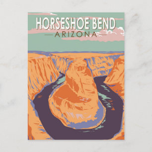 Vintage av hästseshoe Bend Travel Art Vykort