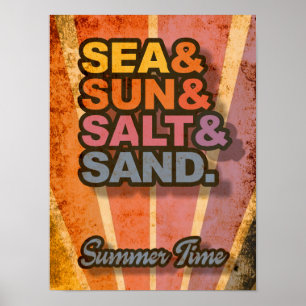 Vintage av havs och Sol samt salt och sand sommart Poster