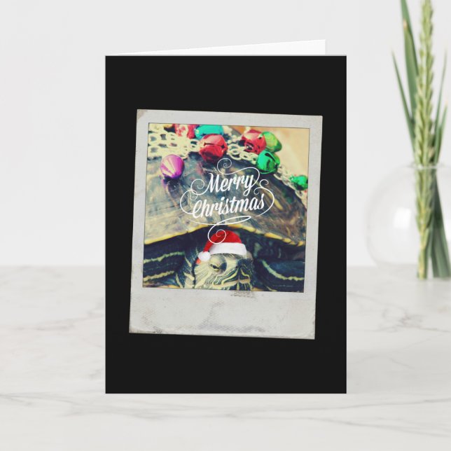Vintage av julturtle Faux Grunge Fotografi Helgkort (Framsida)