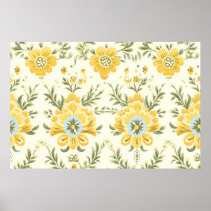 Vintage av mjölig blomma från gult mönster poster