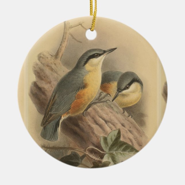 Vintage av nuthatch julgransprydnad keramik (Framsidan)