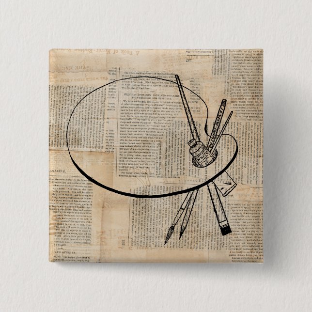 Vintage av Paintpensel & Paint Palette Knapp (Framsida)