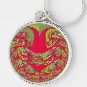 Vintage av Red & Grönt Flora Hakuna Matata-gåvor Rund Silverfärgad Nyckelring