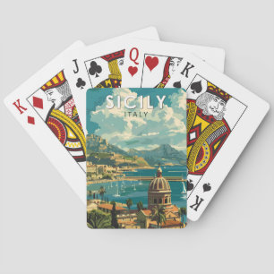 Vintage av Sicilien Italien Travel Art Casinokort