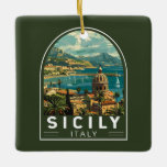 Vintage av Sicilien Italien Travel Art Julgransprydnad Keramik<br><div class="desc">Färgdesign för sidokrovektor. Sicilien,  den största Medelhavsön,  är precis utanför Italiens "stå". Dess historik över riken återspeglas i platser som Temperaturdalen.</div>