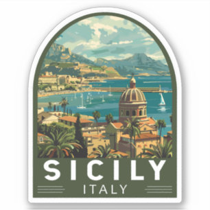 Vintage av Sicilien Italien Travel Art Klistermärken
