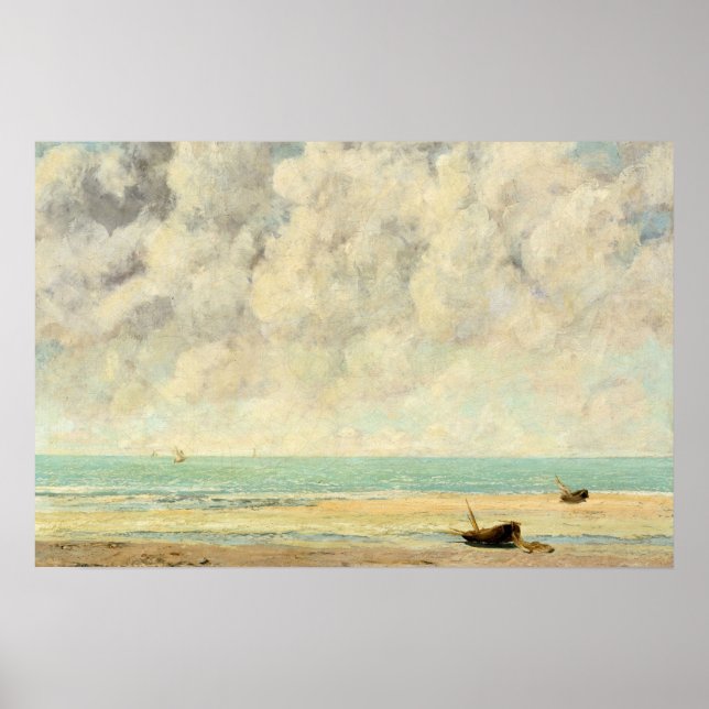 Vintage av Sjölandskapet Boats Beach Poster (Framsidan)