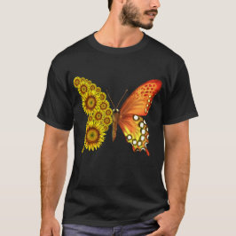 Vintage av solrosfjäril-blommigt t shirt