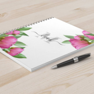 Vintage av Söt av Rosa av Monogram Elegant Blommig Anteckningsbok