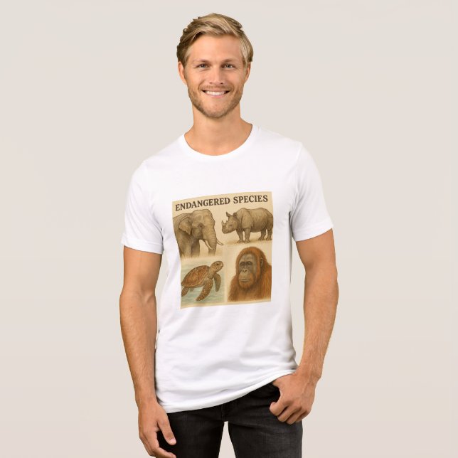 Vintage av utrotningshotade arter t shirt (Framsida Full)