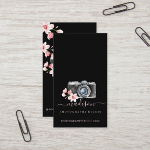 Vintage av vattenfärg Kamera Floral Photography Bl Visitkort