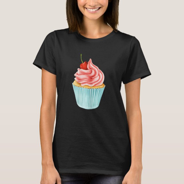 Vintage av Womens Cherry Cuptårta T Shirt (Framsida)