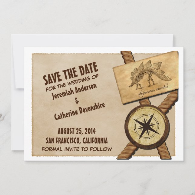 Vintage Äventyr Bröllop spara datum Inbjudan (Framsida)