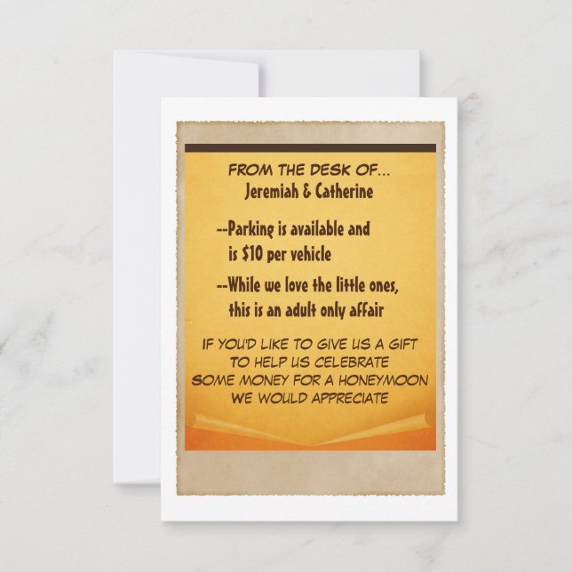 Vintage Äventyrsbröllop Informationskort Inbjudningar (Framsida)