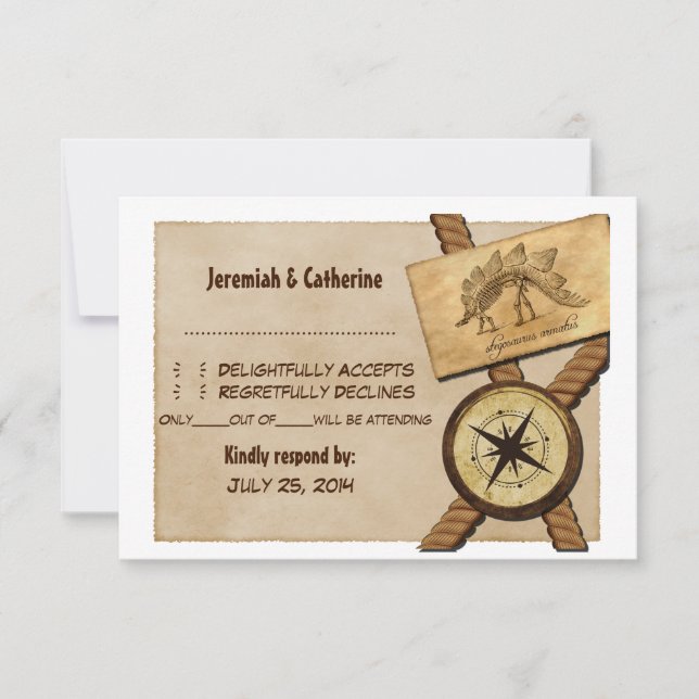 Vintage äventyrsbröllop svarskort v4 inbjudningar (Framsida)