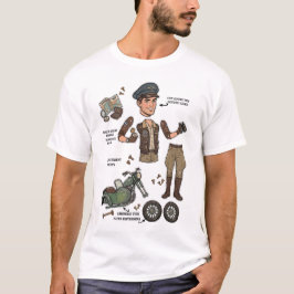 Vintage äventyrsman papperdocka kit t shirt