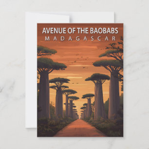 Vintage Avenue of the Baobabs Madagaskar Resa Vykort