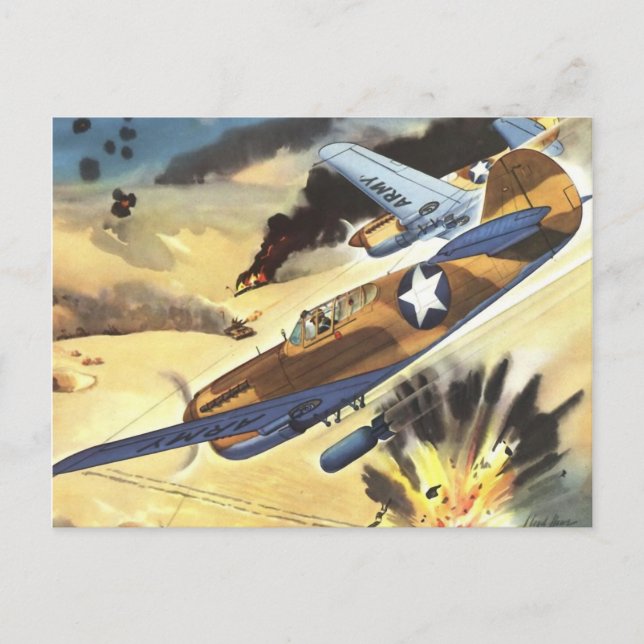 Vintage Aviation Airlines Färg Art Vykort (Framsida)