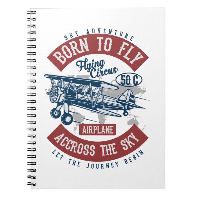 Vintage Aviation Airplane Färg Anteckningsbok (Framsidan)