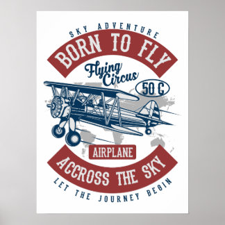 Vintage Aviation Airplane Färg Poster