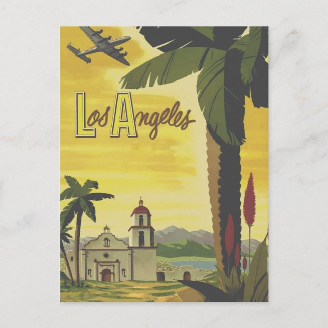 Vintage Aviation Los Angeles Postcard Vykort (Framsida)