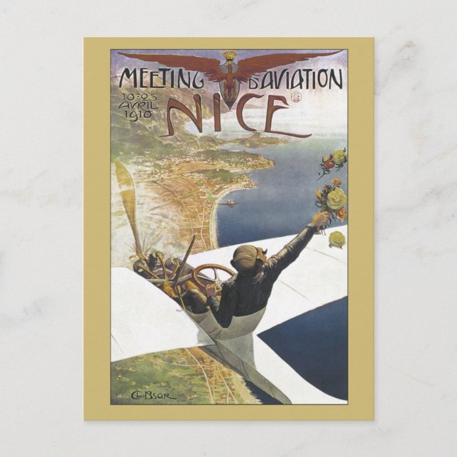 Vintage Aviation Meeting Nice Frankrike ad Vykort (Framsida)