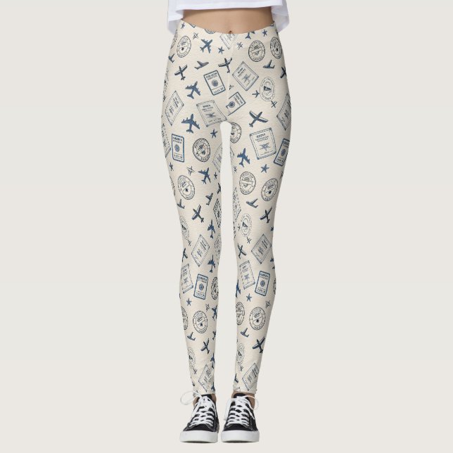 Vintage Aviation Resmönster Leggings (Framsida)