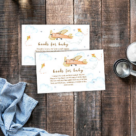 Vintage Aviator Airplane Books For Baby Shower Tilläggskort