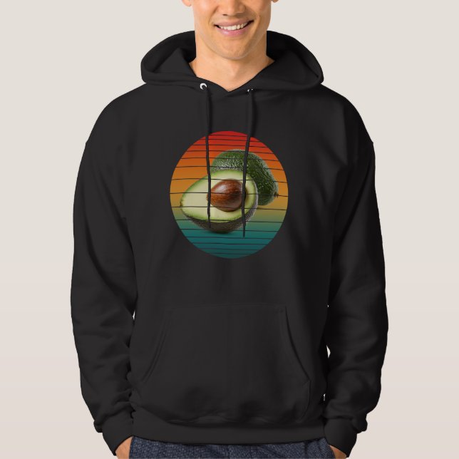 Vintage avokado frukt vegetarisk mat hoodie (Framsida)