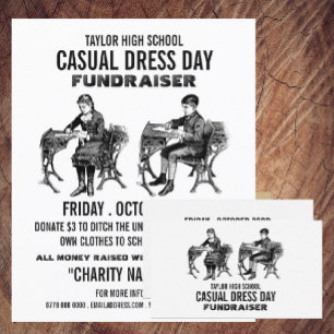 Vintage, Avslappnad Dress Day Fundraiser Visitkort