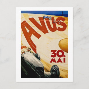 Vintage AVUS Tävling Poster Vykort
