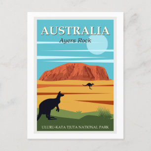 Vintage Ayers Sten Australia Kangaroos Travel Vykort