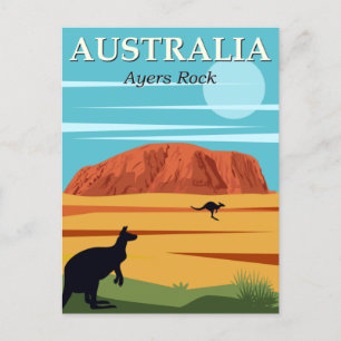 Vintage Ayers Sten Australia Kangaroos Travel Vykort