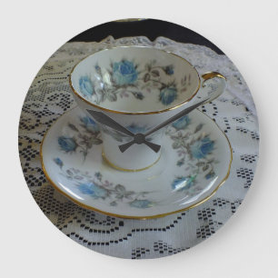 Vintage Aynsley Blue Ro Tea Kopp Clock Stor Klocka
