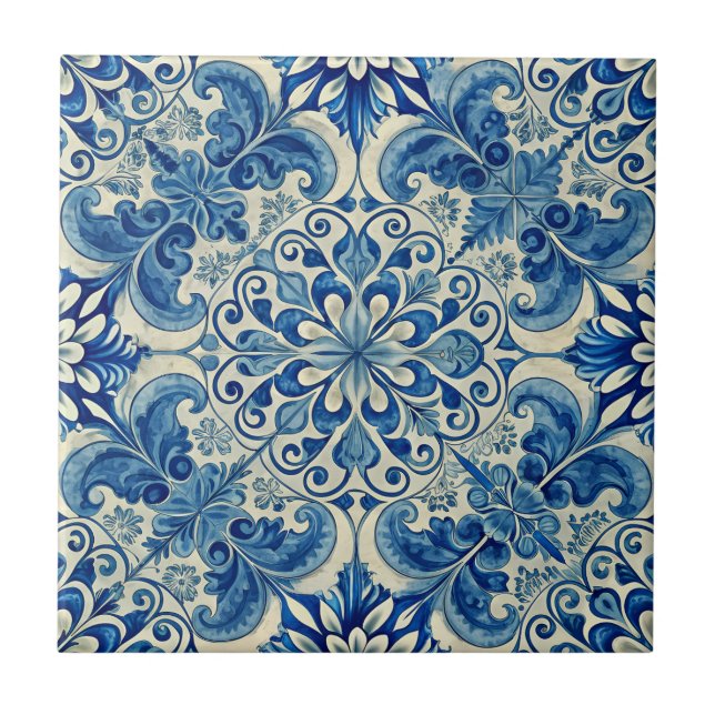 Vintage Azulejo Portuguesa Blue Mönster Kakelplatta (Framsidan)