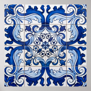 Vintage Azulejo Tile Mönster Poster
